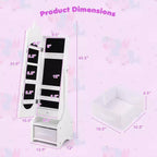 Coiffeuse de maquillage de princesse pour enfants avec table et chaise et armoire à bijoux pour enfants Blanc/Rose