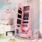Coiffeuse de maquillage de princesse pour enfants avec table et chaise et armoire à bijoux pour enfants Blanc/Rose