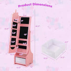 Coiffeuse de maquillage de princesse pour enfants avec table et chaise et armoire à bijoux pour enfants Blanc/Rose