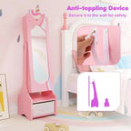 Coiffeuse de maquillage de princesse pour enfants avec table et chaise et armoire à bijoux pour enfants Blanc/Rose