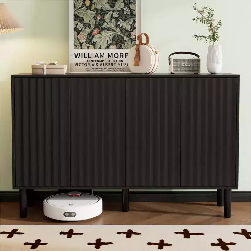 Whisen Minimalist 4-Door Storage Cabinet with Adjustable Shelves