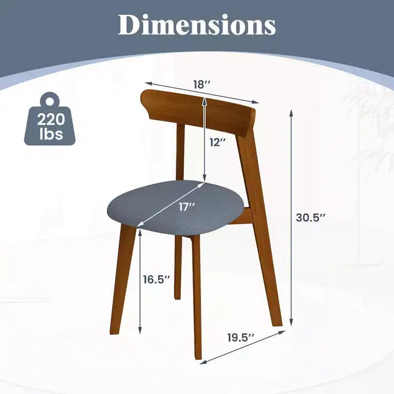 Lot de 2/4 chaises de salle à manger en bois avec cadre en bois d'hévéa, assise rembourrée et dossier incurvé