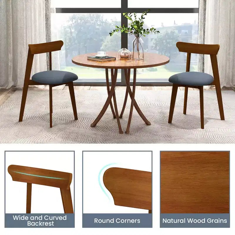 Lot de 2/4 chaises de salle à manger en bois avec cadre en bois d'hévéa, assise rembourrée et dossier incurvé