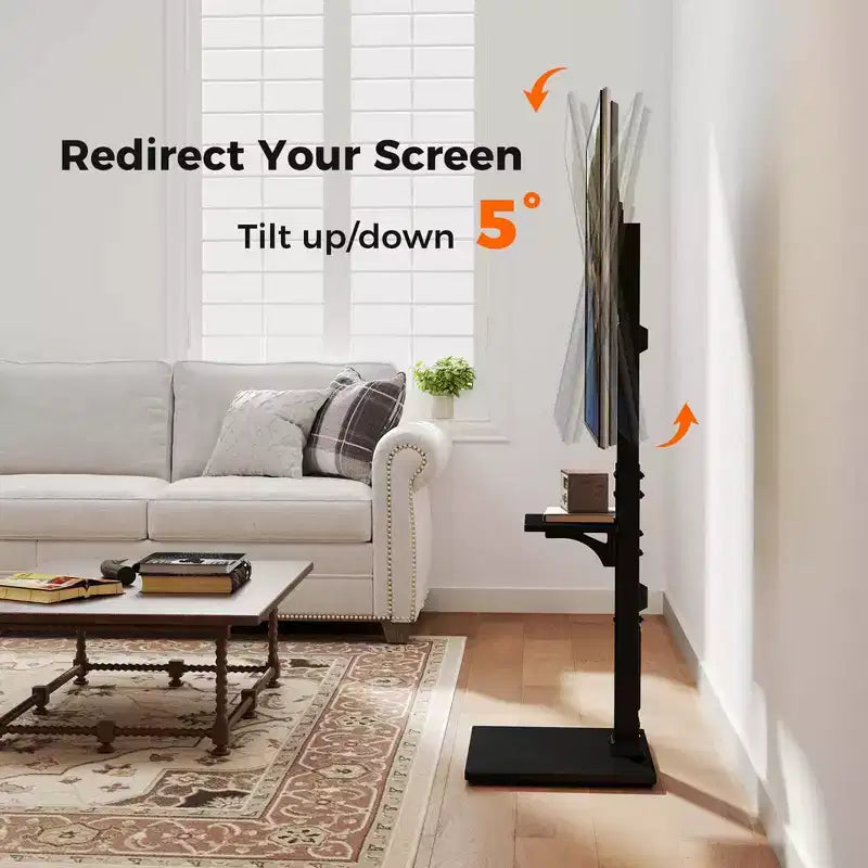 Meuble TV sur pied avec prise de courant, support TV haut réglable en hauteur avec étagère de rangement