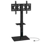 Meuble TV sur pied avec prise de courant, support TV haut réglable en hauteur avec étagère de rangement
