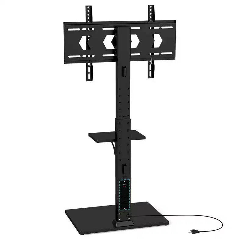 Meuble TV sur pied avec prise de courant, support TV haut réglable en hauteur avec étagère de rangement