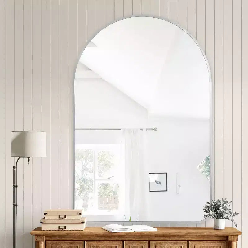 Silver Aluminum Arch Mirror - Rounded 91x61cm