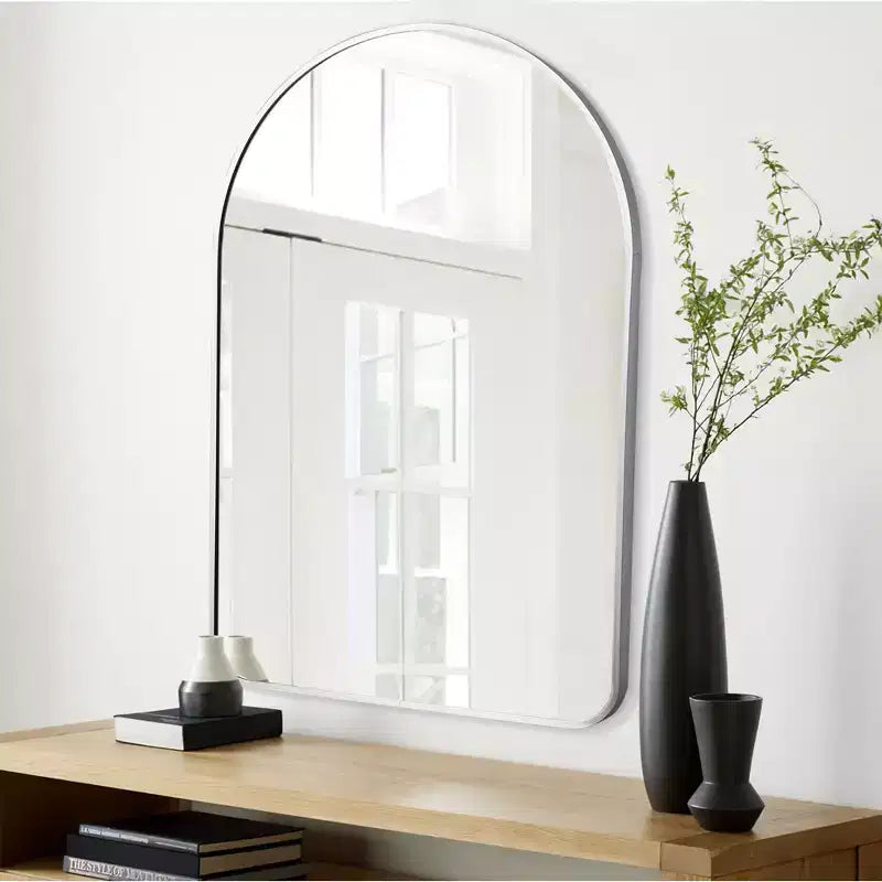 Miroir arche en aluminium argenté - Bords arrondis 91x61cm