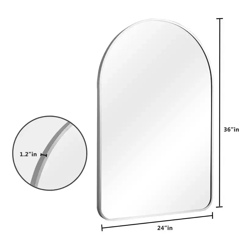 Miroir arche en aluminium argenté - Bords arrondis 91x61cm