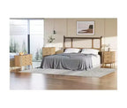 Commode, commode horizontale à 6 tiroirs avec poignées noires et pieds en bois, aspect bois naturel