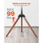 Meuble TV trépied chevalet, pour écrans plats/incurvés de 40 à 65 pouces jusqu'à 45 kg, support TV portable avec rotation gauche-droite de 18°, noir et marron