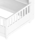 Lit de sol avec rambarde et rangement latéral en pin moderne