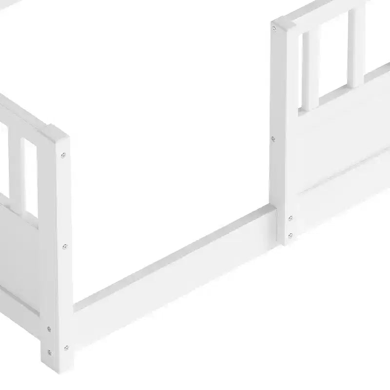 Lit de sol avec rambarde et rangement latéral en pin moderne