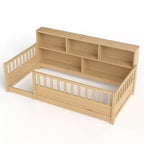 Lit de sol avec rambarde et rangement latéral en pin moderne