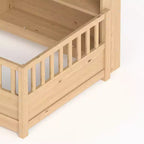 Lit de sol avec rambarde et rangement latéral en pin moderne