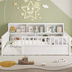Lit de sol avec rambarde et rangement latéral en pin moderne