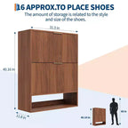 Meuble à Chaussures Cannnelé avec 2 Tiroirs Abattants & Étagère Ouverte Inférieure pour Entrée, Meuble à Chaussures Étroit avec Crochets Latéraux