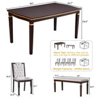 Ensemble de salle à manger 6 pièces avec 4 chaises et un banc, table de 152 cm, pour salle à manger à domicile