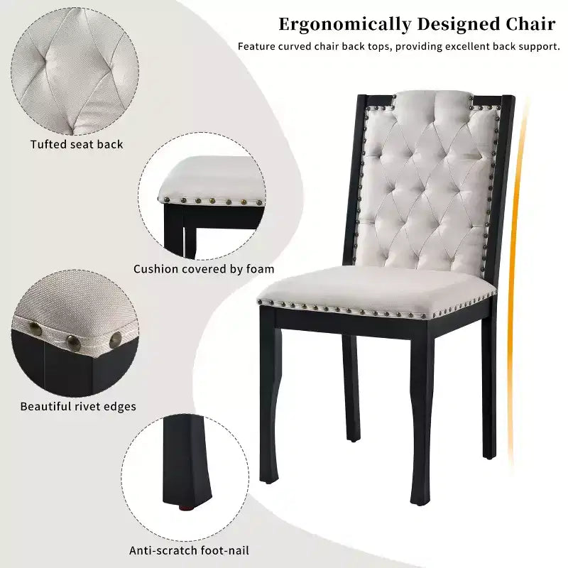 Ensemble de salle à manger 6 pièces avec 4 chaises et un banc, table de 152 cm, pour salle à manger à domicile