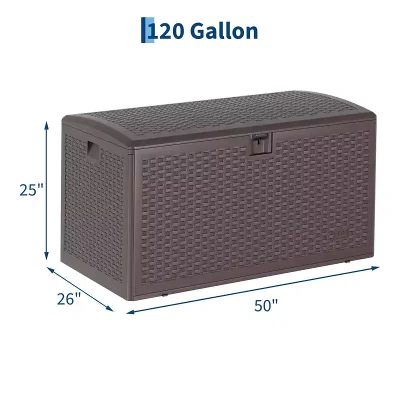 Coffre de rangement en résine étanche grand modèle de 454 litres pour l'intérieur et l'extérieur, conteneur de rangement verrouillable pour les outils de jardin et le mobilier de patio