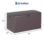 Coffre de rangement en résine étanche grand modèle de 454 litres pour l'intérieur et l'extérieur, conteneur de rangement verrouillable pour les outils de jardin et le mobilier de patio