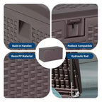 Coffre de rangement en résine étanche grand modèle de 454 litres pour l'intérieur et l'extérieur, conteneur de rangement verrouillable pour les outils de jardin et le mobilier de patio