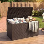 Coffre de rangement en résine étanche grand modèle de 454 litres pour l'intérieur et l'extérieur, conteneur de rangement verrouillable pour les outils de jardin et le mobilier de patio