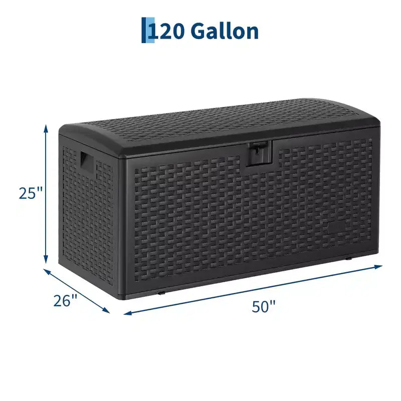 Coffre de rangement en résine étanche grand modèle de 454 litres pour l'intérieur et l'extérieur, conteneur de rangement verrouillable pour les outils de jardin et le mobilier de patio