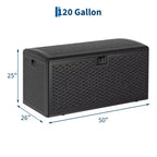 Coffre de rangement en résine étanche grand modèle de 454 litres pour l'intérieur et l'extérieur, conteneur de rangement verrouillable pour les outils de jardin et le mobilier de patio