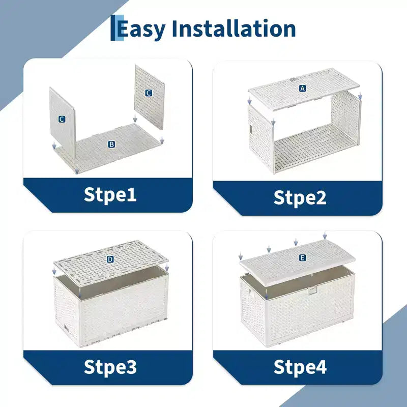 Coffre de rangement en résine étanche grand modèle de 454 litres pour l'intérieur et l'extérieur, conteneur de rangement verrouillable pour les outils de jardin et le mobilier de patio