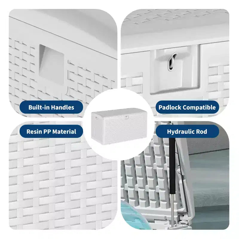 Coffre de rangement en résine étanche grand modèle de 454 litres pour l'intérieur et l'extérieur, conteneur de rangement verrouillable pour les outils de jardin et le mobilier de patio