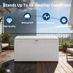 Coffre de rangement en résine étanche grand modèle de 454 litres pour l'intérieur et l'extérieur, conteneur de rangement verrouillable pour les outils de jardin et le mobilier de patio