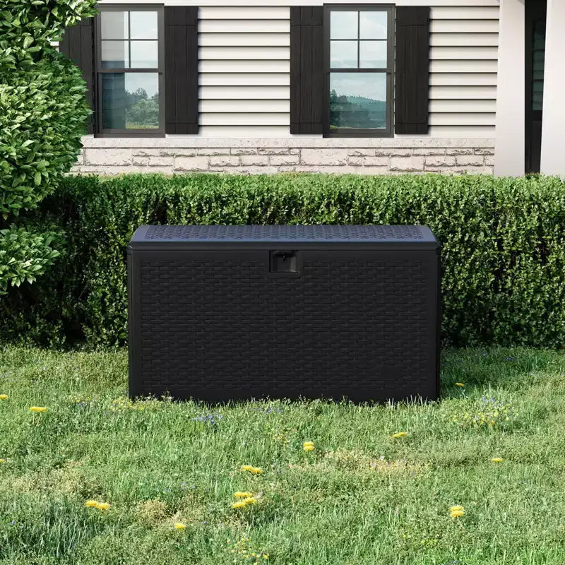 Coffre de rangement en résine étanche grand modèle de 454 litres pour l'intérieur et l'extérieur, conteneur de rangement verrouillable pour les outils de jardin et le mobilier de patio