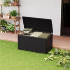 Coffre de rangement en résine étanche grand modèle de 454 litres pour l'intérieur et l'extérieur, conteneur de rangement verrouillable pour les outils de jardin et le mobilier de patio