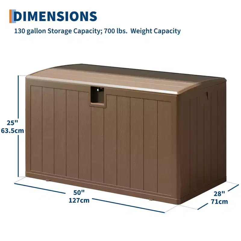 Boîte de rangement de terrasse de 130 gallons, coffre de rangement extérieur verrouillable avec couvercle, bac de rangement extérieur toutes saisons avec poignées latérales pour mobilier de jardin