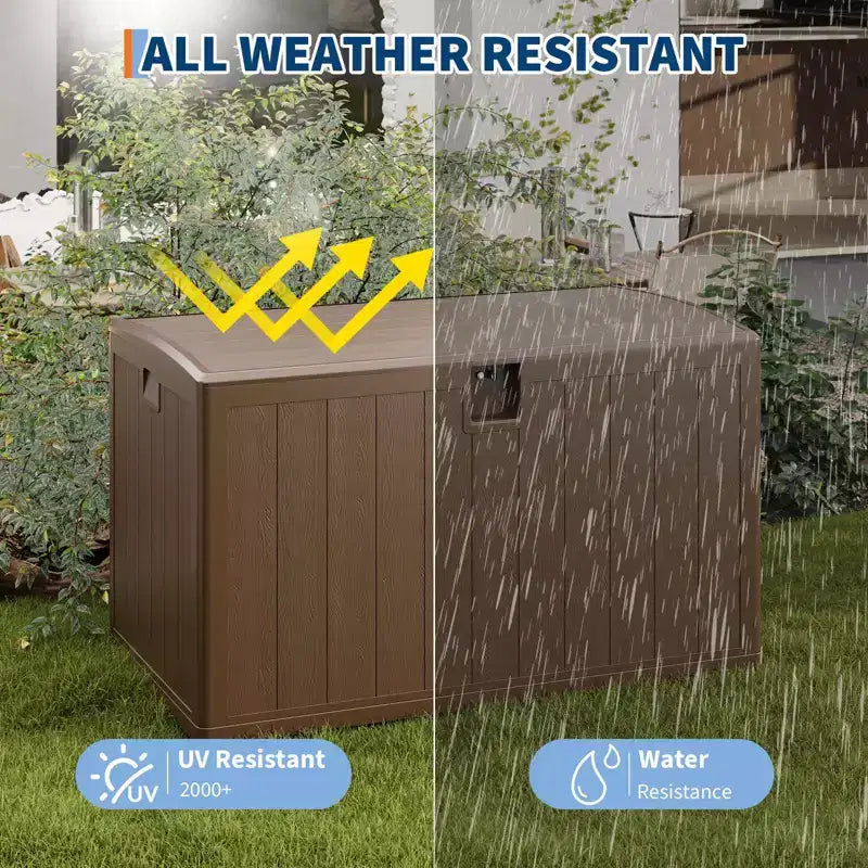 Boîte de rangement de terrasse de 130 gallons, coffre de rangement extérieur verrouillable avec couvercle, bac de rangement extérieur toutes saisons avec poignées latérales pour mobilier de jardin