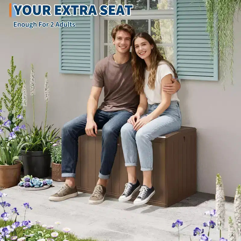 Boîte de rangement de terrasse de 130 gallons, coffre de rangement extérieur verrouillable avec couvercle, bac de rangement extérieur toutes saisons avec poignées latérales pour mobilier de jardin