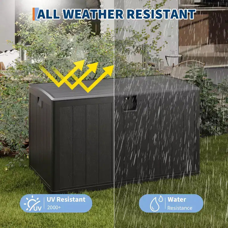 Boîte de rangement de terrasse de 130 gallons, coffre de rangement extérieur verrouillable avec couvercle, bac de rangement extérieur toutes saisons avec poignées latérales pour mobilier de jardin