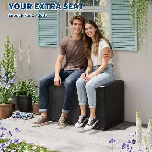 Boîte de rangement de terrasse de 130 gallons, coffre de rangement extérieur verrouillable avec couvercle, bac de rangement extérieur toutes saisons avec poignées latérales pour mobilier de jardin