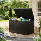 Boîte de rangement de terrasse de 130 gallons, coffre de rangement extérieur verrouillable avec couvercle, bac de rangement extérieur toutes saisons avec poignées latérales pour mobilier de jardin