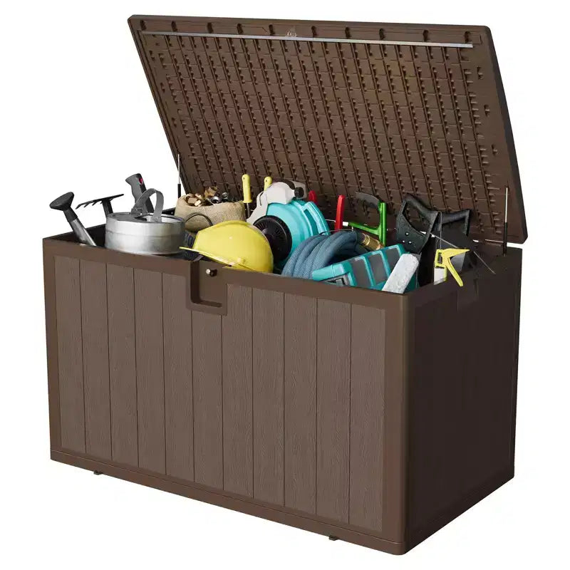 Boîte de rangement de terrasse de 130 gallons, coffre de rangement extérieur verrouillable avec couvercle, bac de rangement extérieur toutes saisons avec poignées latérales pour mobilier de jardin