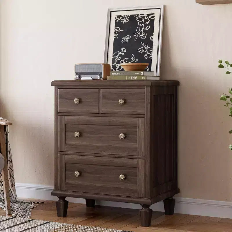 Acekool Vintage 4 Drawer Dresser with Tapered Legs, Chest for Bedroom Living Room Entryway