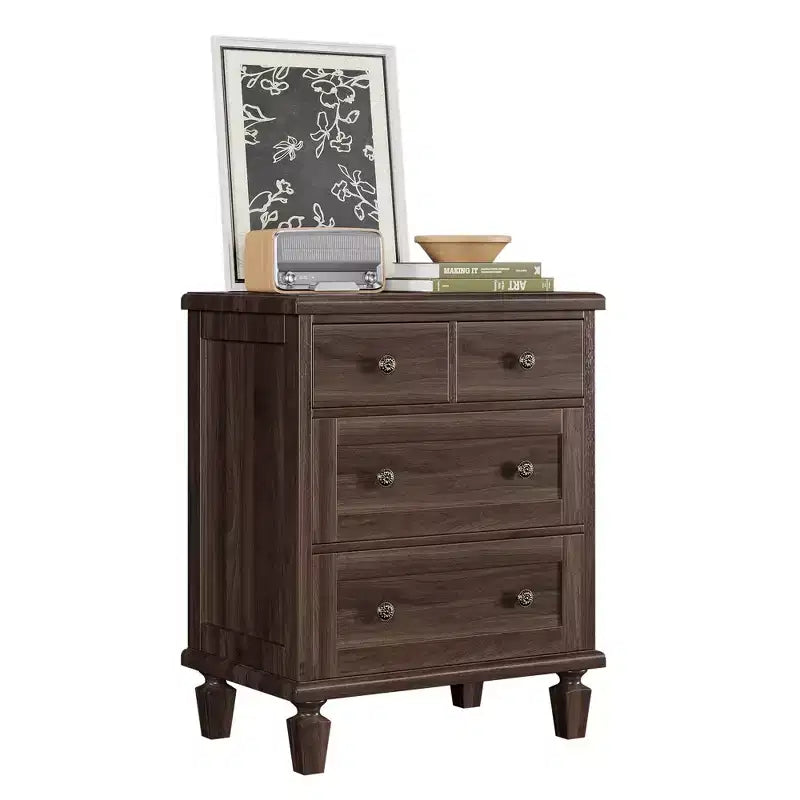Commode vintage à 4 tiroirs avec pieds fuselés, pour chambre, salon ou entrée