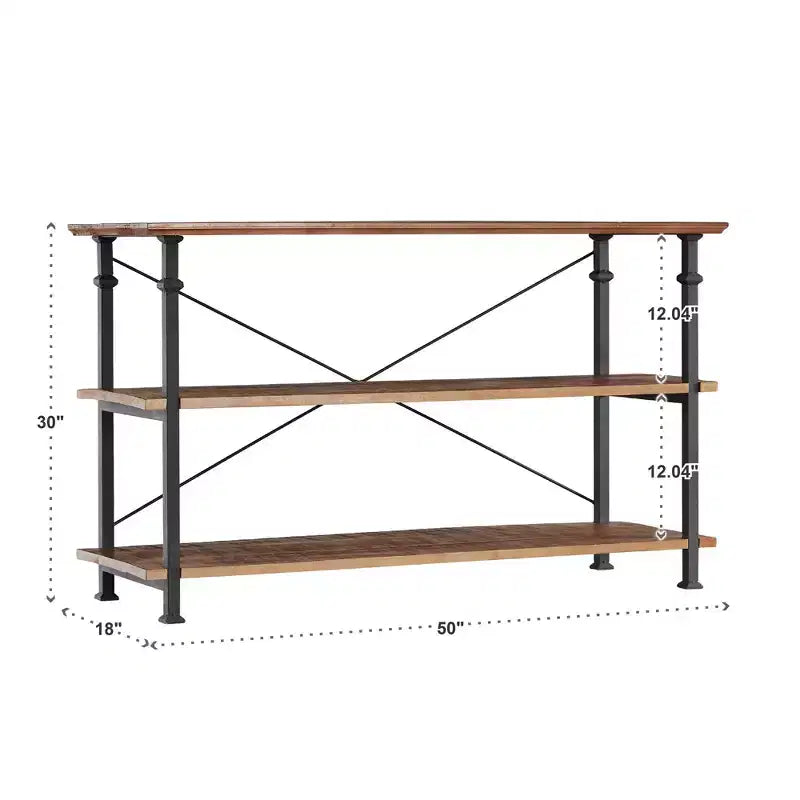 Console industrielle vintage – Chêne rustique