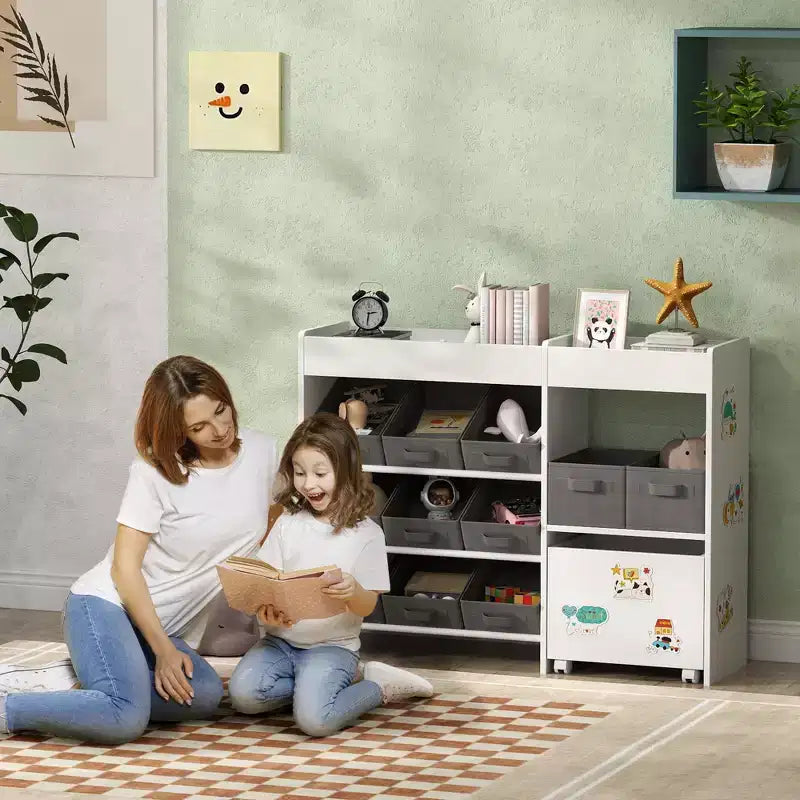 Meuble de rangement 11 bacs pour jouets, étagère de rangement pour salle de jeux ou chambre d'enfant, 80 cm de hauteur