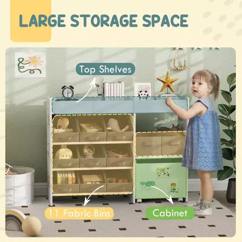 Meuble de rangement 11 bacs pour jouets, étagère de rangement pour salle de jeux ou chambre d'enfant, 80 cm de hauteur