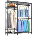 Heavy Duty Freestanding Clothes Rack - 6-Tier Adjustable Wire Shelves, 3 Hanging Rails, Portable Metal Closet Organizer (Black)
