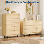 Commode de 5 tiroirs de 78,5 cm de large pour chambre à coucher, commode en bois moderne de 122 cm de haut avec grand rangement en bois, pour salon