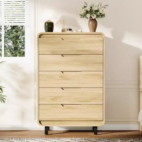 5 Drawers 30.9 Wide Dresser for Bedroom, 48 Tall Modern Wooden Chest of Drawers with Large Wood Storage,for Living Room