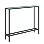 HomeRoots 36 Black and Gunmetal Mirrored Glass Console Table